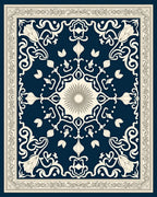 Classic Navy Floral Medallion Rug