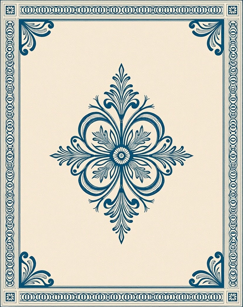 Ornate Blue Floral Timeless Design Rug