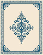 Ornate Blue Floral Timeless Design Rug