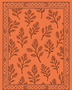 Orange Branch Pattern Print Rug