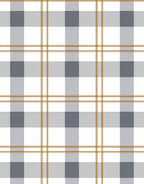 Classic Gray White Gold Tartan Pattern Rug