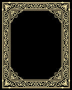 Ornate Floral Scrollwork Border Rug