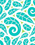 Aqua Leaf and Swirl Pattern Rug