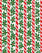 Red White Striped Holly Berry Branches Rug