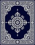 Intricate White Floral Medallion Border Rug