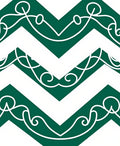 Green White Chevron Scroll Pattern Rug