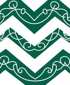 Green White Chevron Scroll Pattern Rug