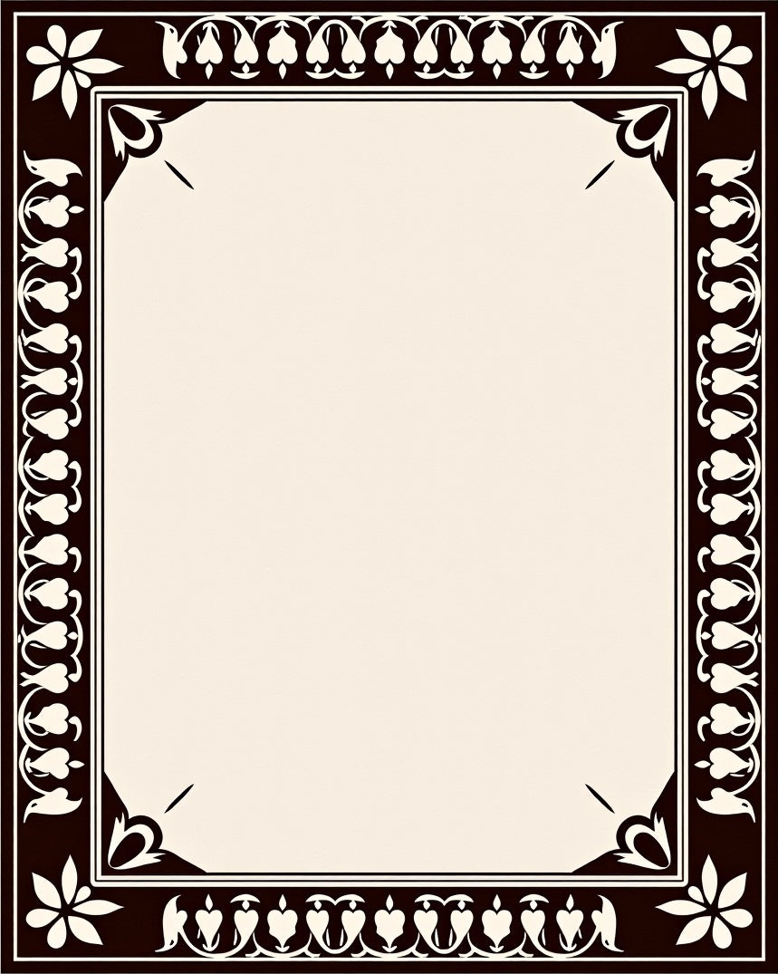 Ornate Floral Border Pattern Rug