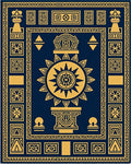 Ancient Sun Gold Blue Pattern Rug