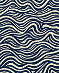 Cream and Navy Flowing Ribbon Pattern Rug