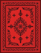 Elegant Red Floral Scroll Rug