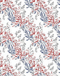 Red Blue Abstract Branch Pattern Rug