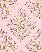 Ornate Floral Swirls With Pink Background Rug