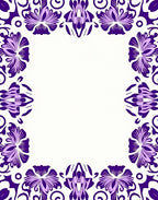 Purple Floral Abstract Border Pattern Rug