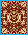 Crimson Yellow Sunburst Mandala Pattern Rug