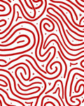 Bold Red Wavy Line Art Rug