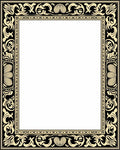 Ornate Black Gold Floral Border Rug