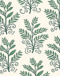 Chic Botanical Scrollwork Green Leaf Pattern Rug