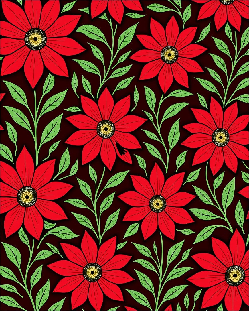 Bold Red Floral Botanical Artistry Rug