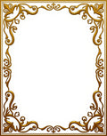 Ornate Gold Floral Scroll Frame Pattern Rug