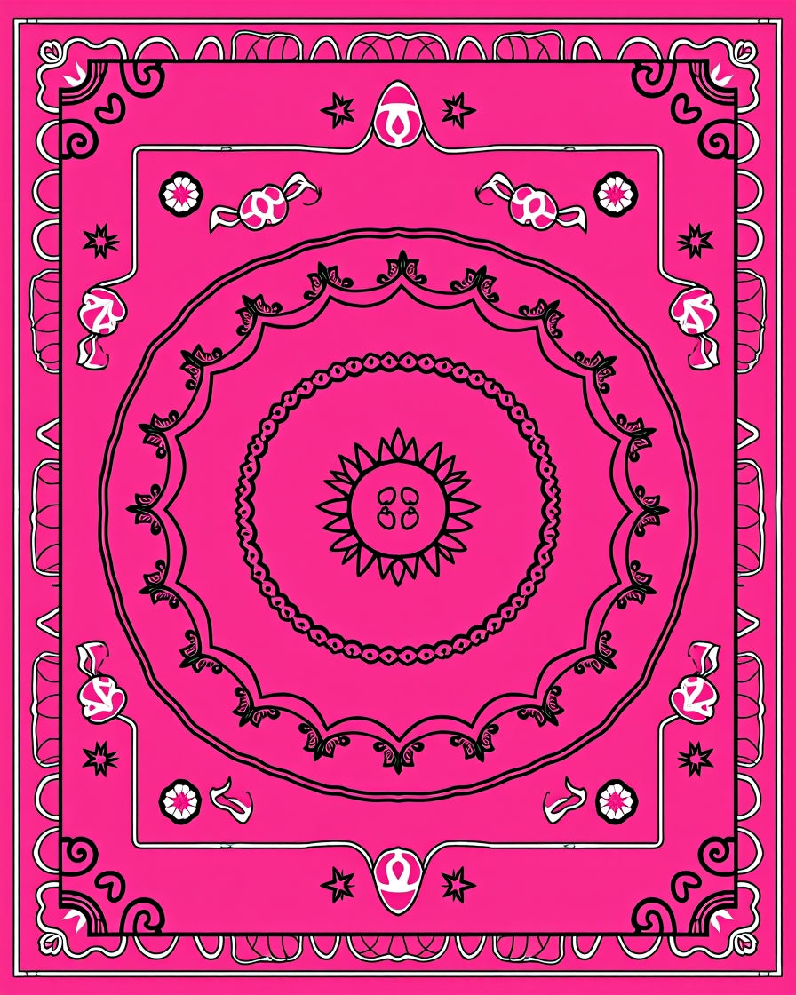 Bold Pink Sunburst Mandala Design Rug