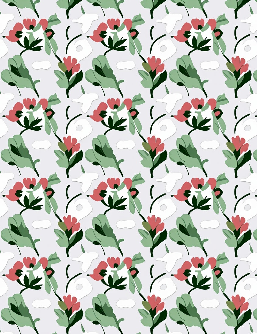 Abstract Floral And Leaf Pattern Rug