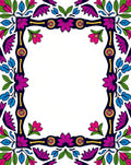 Vibrant Floral Border With Geometric Motifs Rug