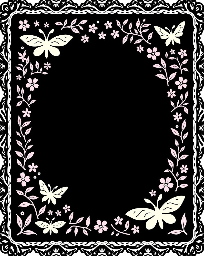 Cream Butterfly Floral Lace Design Rug
