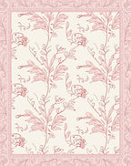 Delicate Pink Botanical Sketch Pattern Rug