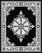 Ornate Black White Mandala Design Rug