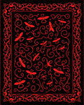 Red Butterflies With Flourishing Swirls Design Rug