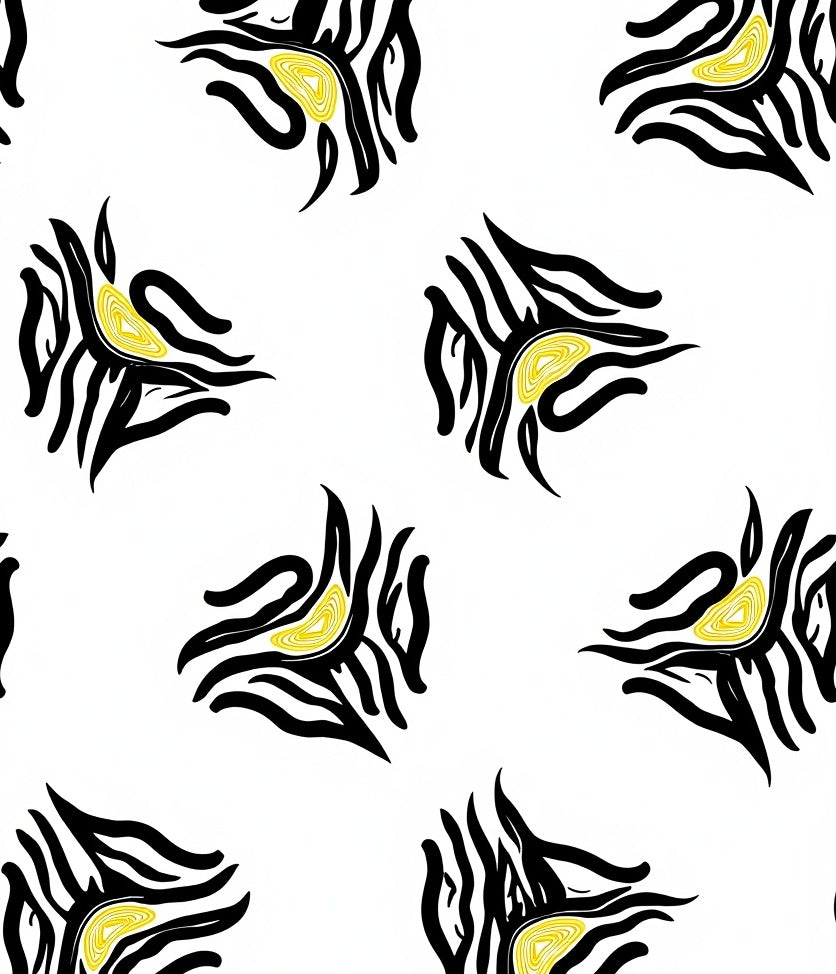 Bold Black Yellow Abstract Design Rug