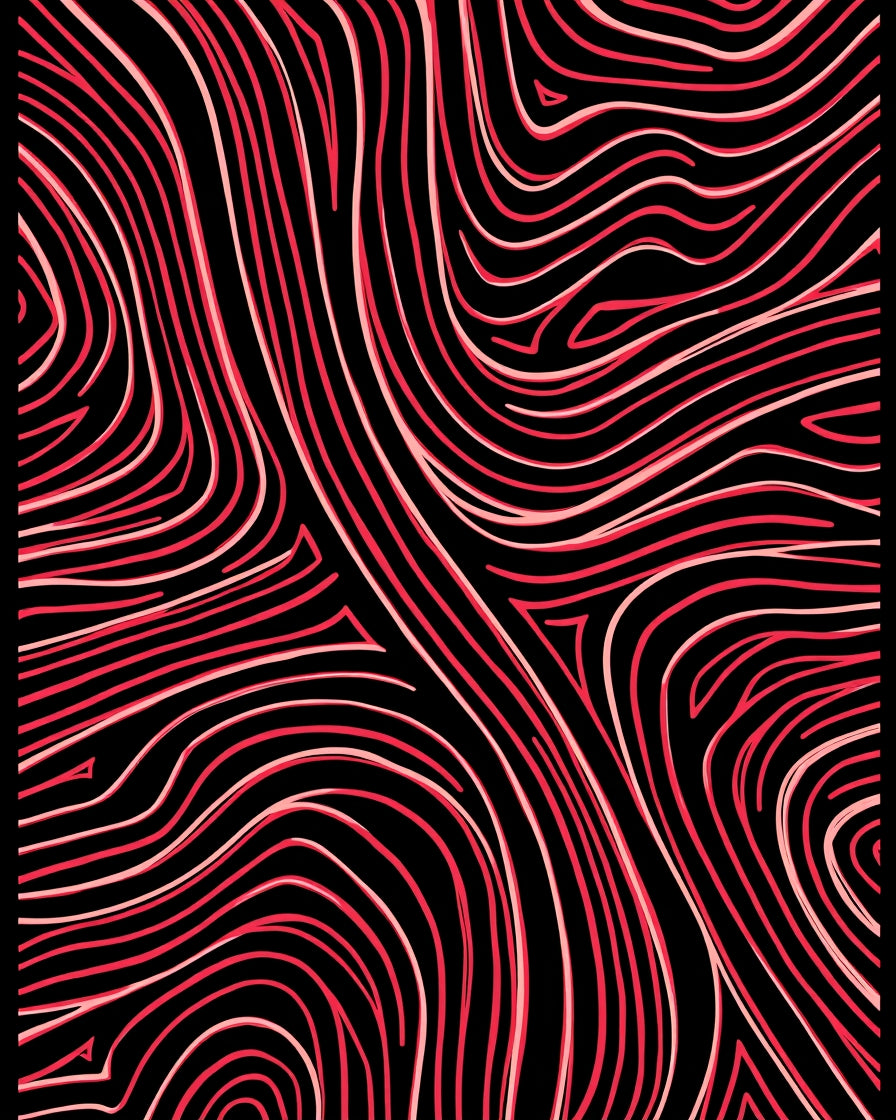 Red and Pink Abstract Groovy Waves Rug