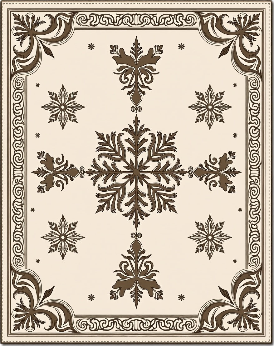 Brown Classic Floral Star Design Rug
