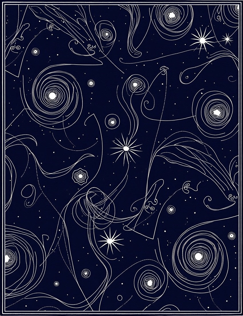 Abstract Swirls and Starry Night Pattern Rug