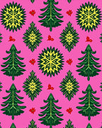 Pink Green Yellow Festive Trees Rug