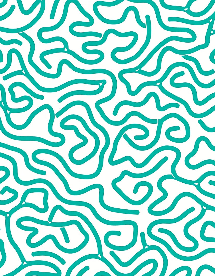 Abstract Teal Swirl Pattern Rug