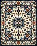 Traditional Floral Medallion Cream Rug