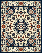 Traditional Floral Medallion Cream Rug