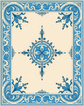 Ornate Blue Floral Symmetry Design Rug