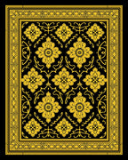 Grand Yellow Floral Intricate Border Rug