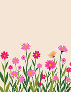 Pink Daisy Meadow Pattern Rug