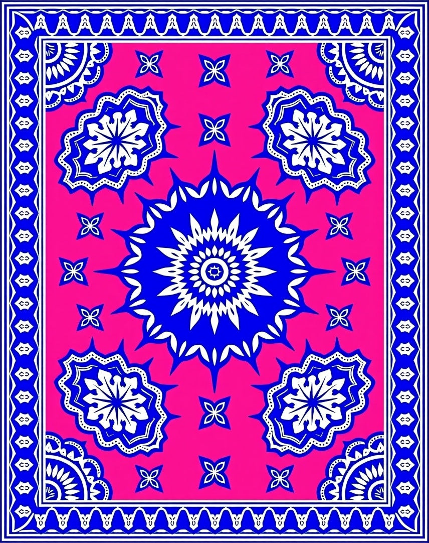 Vibrant Geometric Floral Mandala Design Rug