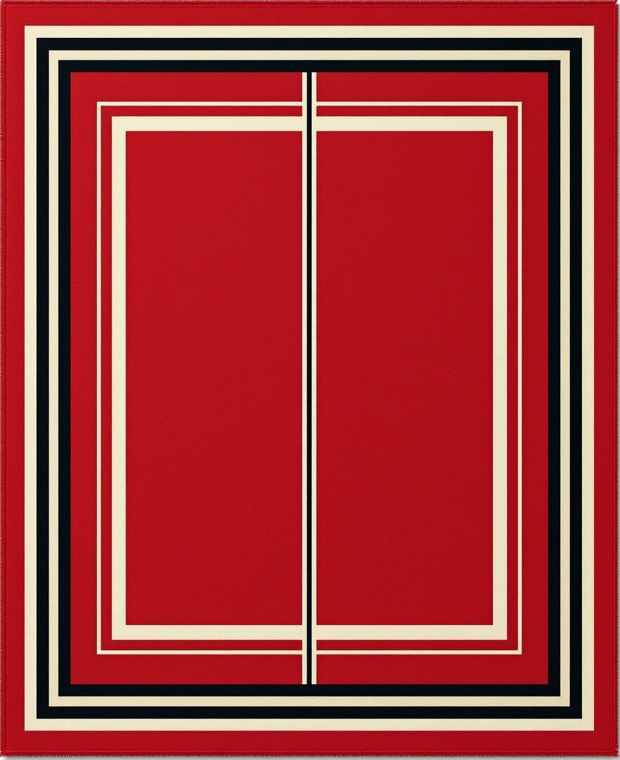 Bold Red Geometric Stripe Rug