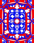 Bold Red Blue Graphic Pattern Rug
