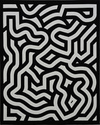 Black White Maze Pattern Rug