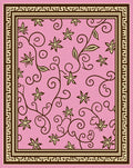 Pink Floral Swirl Lace Trim Rug