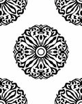 Black White Circular Ornate Pattern Rug