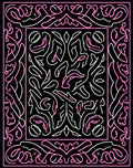 Black Pink Abstract Floral Lines Design Rug