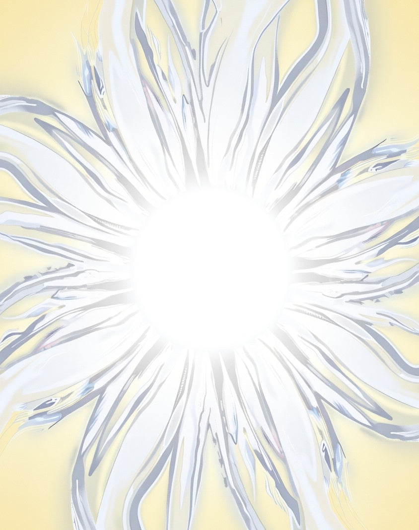 Radiant White Petal Sunburst Pattern Rug